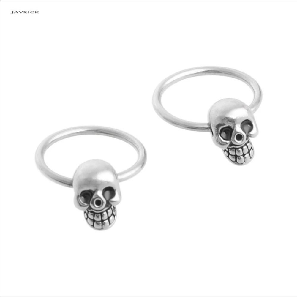 Skull Hoop Earrings - Picture 2 of 5